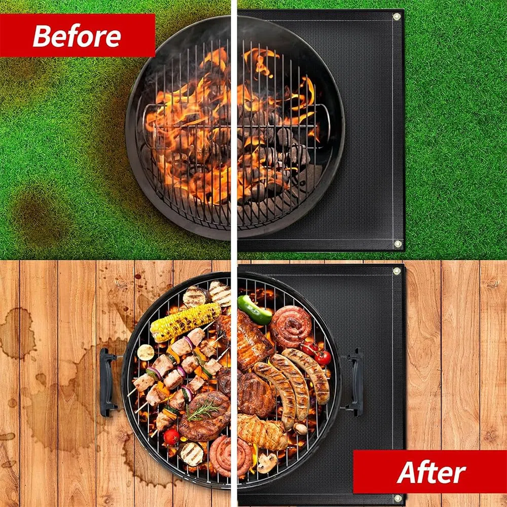 Tappetino protettivo per barbecue, base ignifuga, 182 x 115 cm, resistente all'acqua e all'olio, multiuso
