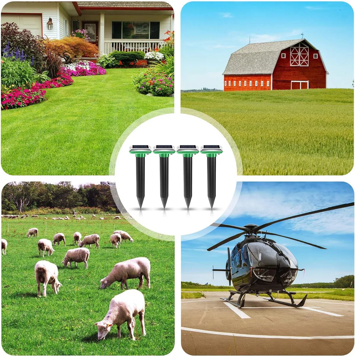 GAOUTO 8 pezzi distributori solari: spaventapasseri solari, repellente per talpe, talpe a ultrasuoni, antiparassitari per il giardino