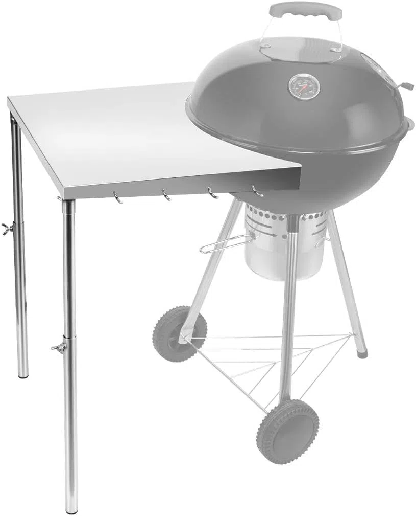 onlyfire Tavolino da Barbecue, Ripiano Laterale Accessori per Barbecue, Tabella di Lavoro dell'acciaio Inossidabile per Le Griglie del Carbone di Legna del Bollitore di Weber