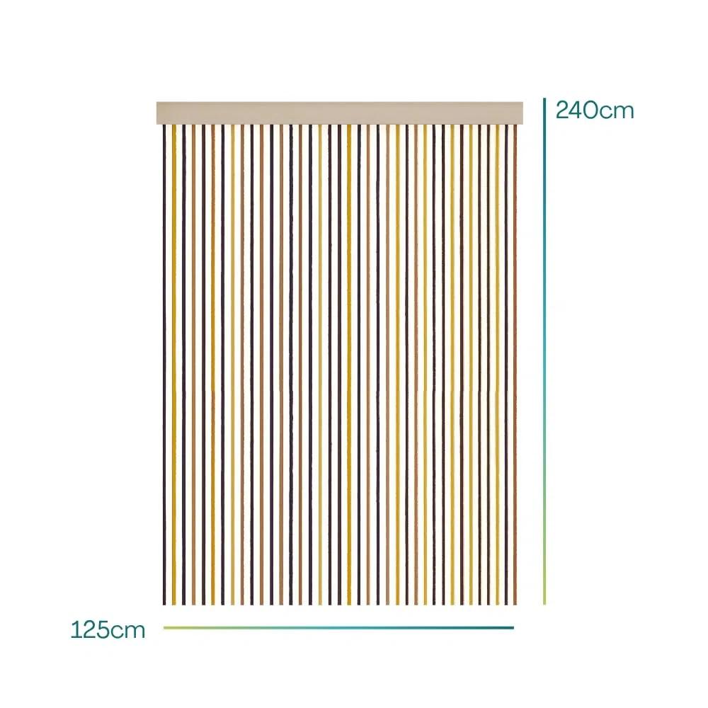 PALUPLUS Tenda a Cordoncino Antimosche, fili in Corda Intrecciata, misura 125x240 cm, tenda per porte e finestre, moschiera a pannello, catenelle a caduta, zanzariera per insetti -5851C-1,9 (Marrone)
