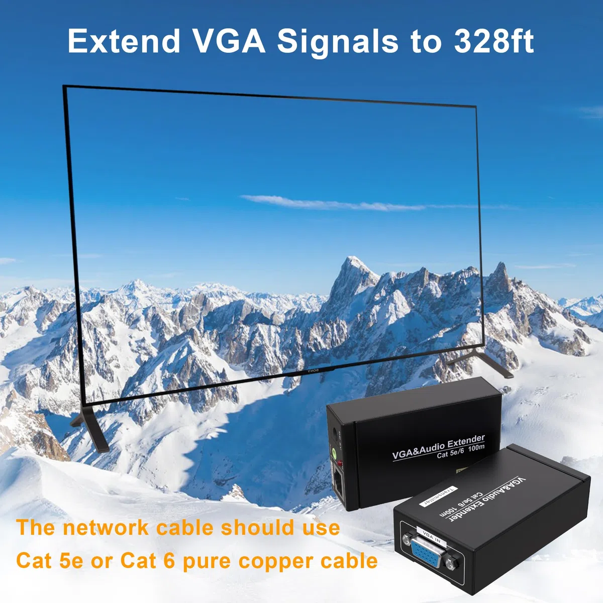 VGA over Ethernet, Jaremite 91,4 m VGA Extender trasmettitore ricevitore over CAT5e CAT6 cavo Ethernet (fino a 100 m, trasmettitore + ricevitore) nero Sender+Receiver 328ft/100m