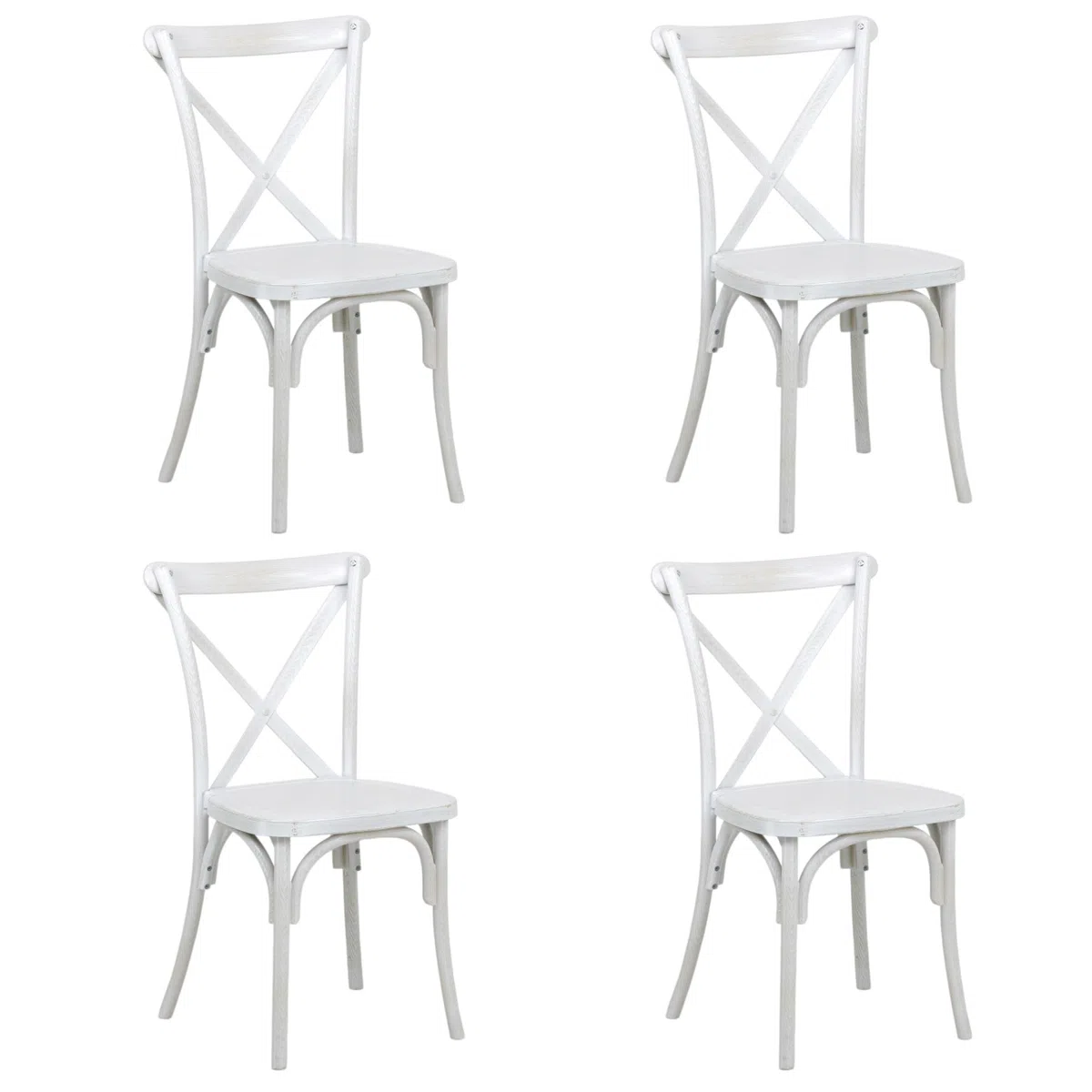 Totò Piccinni Sedia CROSS in POLIPROPILENE in KIT design Vintage EFFETTO LEGNO Croce Impilabile (Bianco Shabby Effetto Legno, 4 Pz)