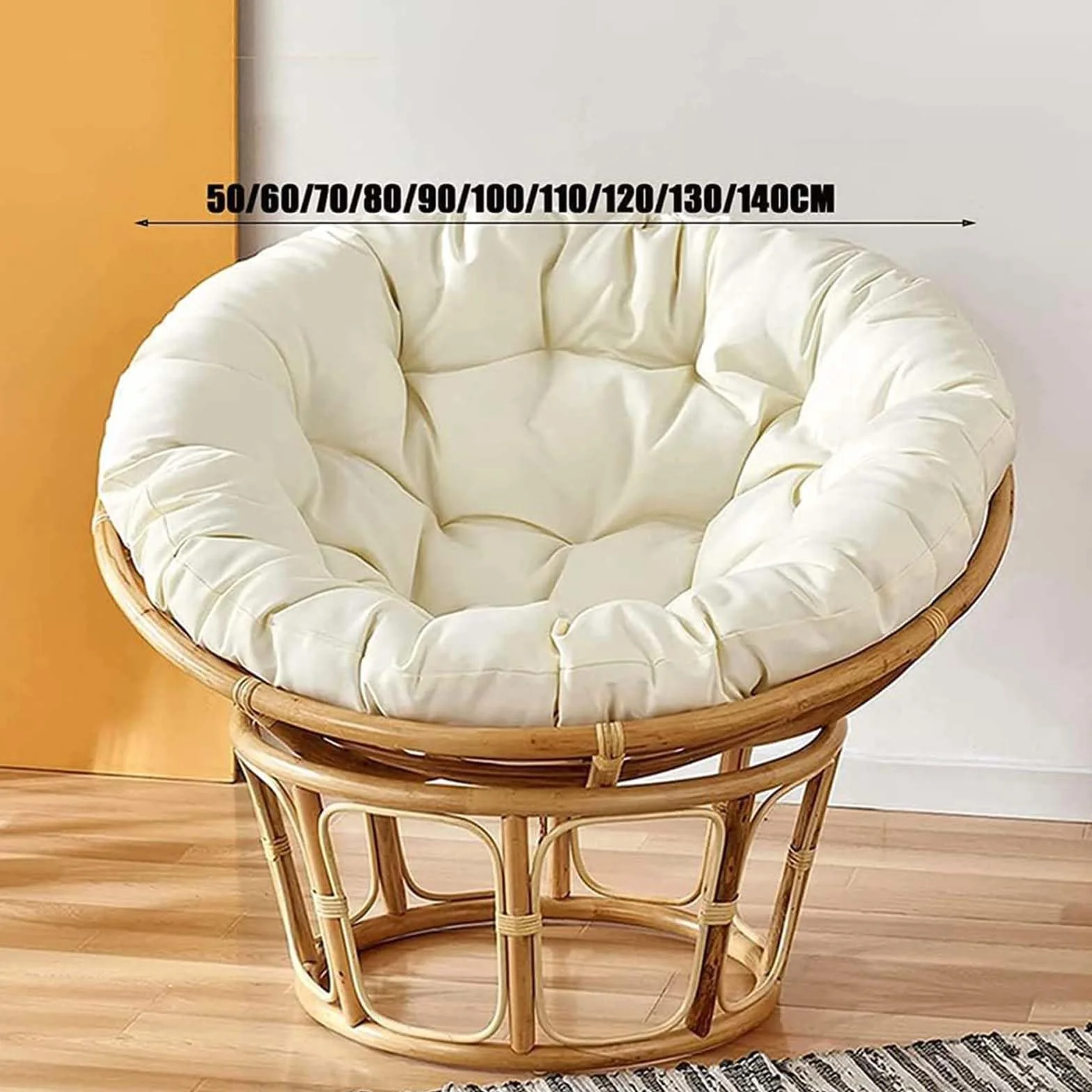 Papasan - Sedia da interni in canna naturale per camera da letto ed esterno, ideale per appendere giardini e cuscini decorativi di ricambio