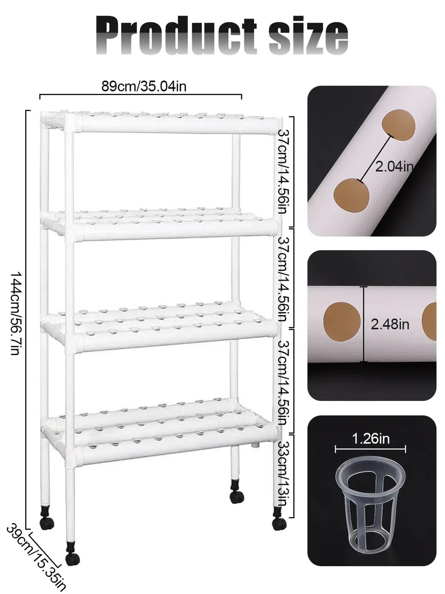 Kalolary Coltivazione Idroponica, Sito Idroponico Grow Kit 108 Siti 12 Tubi Coltivazione Idroponica Sistema di Coltivazione Idroponica Senza Suolo Kit per Il Giardino di Casa