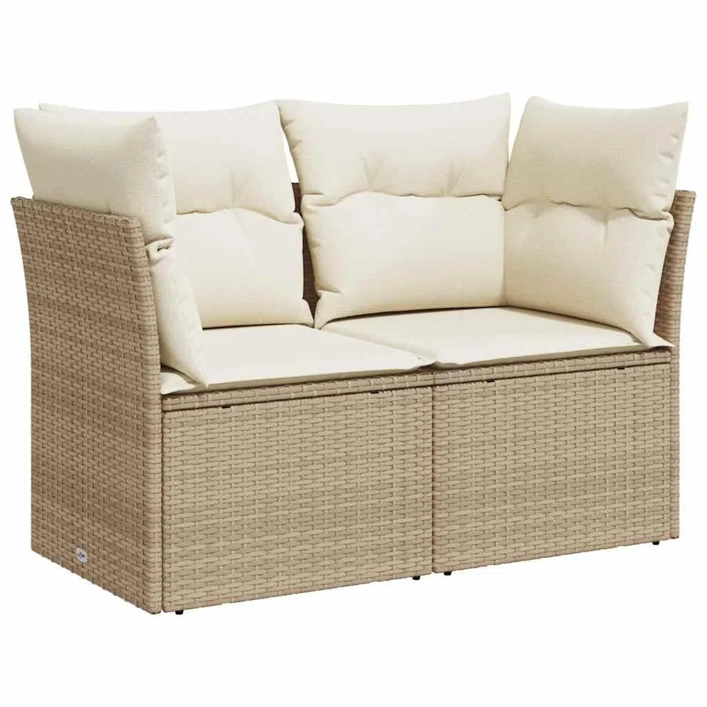 vidaXL Divano da Giardino con Cuscini a 2 Posti Beige in Polyrattan