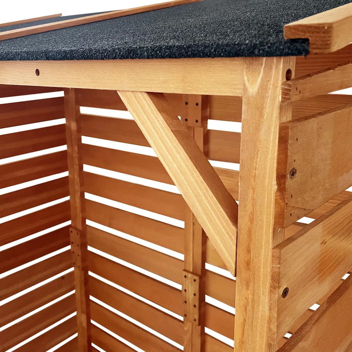 Legnaia in Legno Impregnato da Esterno con Tettoia – Portalegna da Giardino Coperto per Legna da Ardere – Struttura 118x59x158 cm (Marrone Miele)