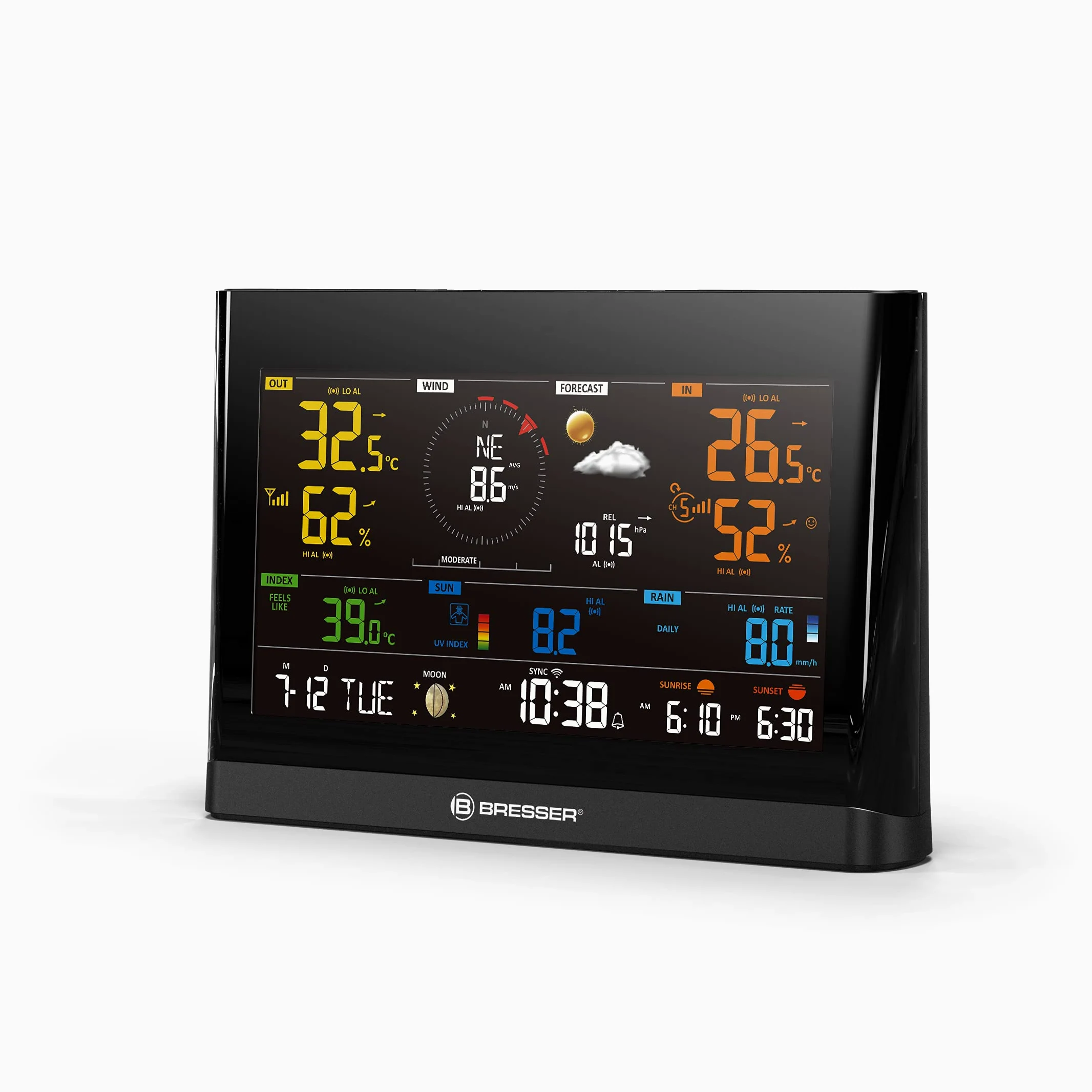 BRESSER -Centrale meteorologica WLAN Comfort con sensore professionale 7 in 1 e moderno display a colori