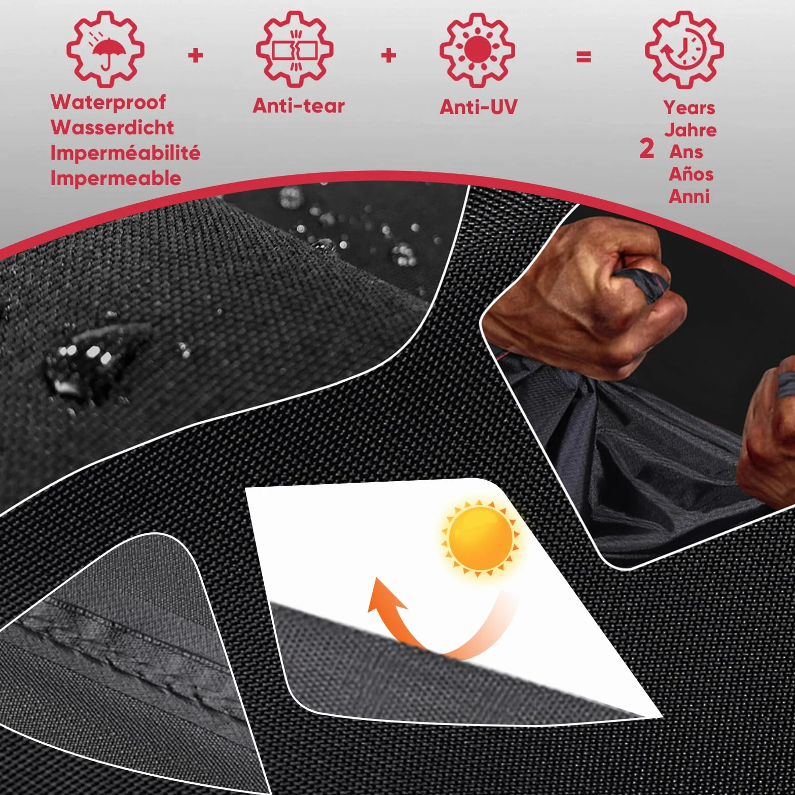 Turtle Life Copertura di protezione per tavolo e sedie rotonde, durevole, resistente all'acqua, per mobili da esterno ed interno, con griglia di ventilazione migliorata, colore nero, diametro 205 x 89