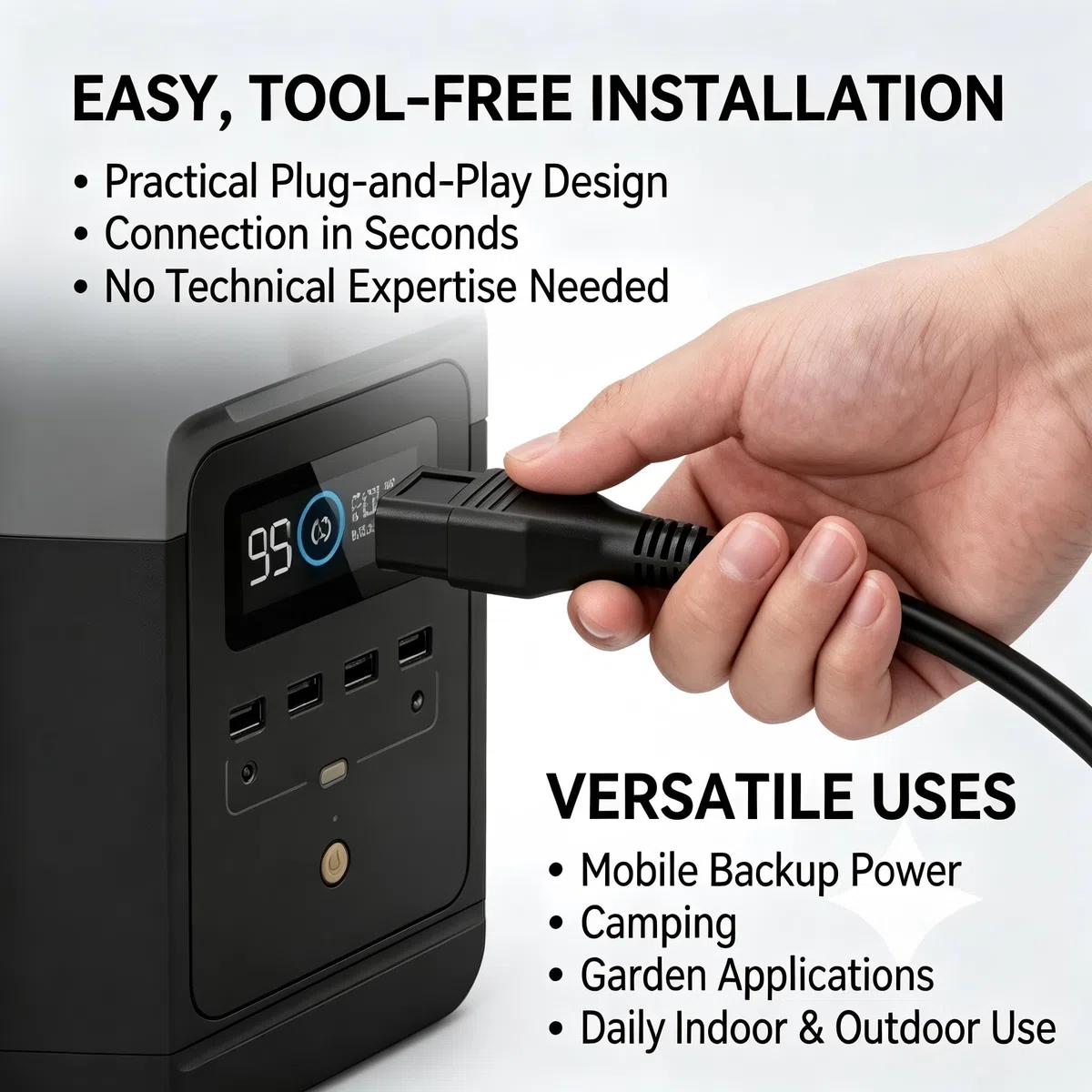 XT150 - Cavo di prolunga compatibile con EcoFlow Delta 2/2 Max/Max/3/3 Plus/3 1500 & Wave 2/Wave 3, cavo di alimentazione con anima in rame di alta qualità, da maschio a maschio, cavo di alimentazione