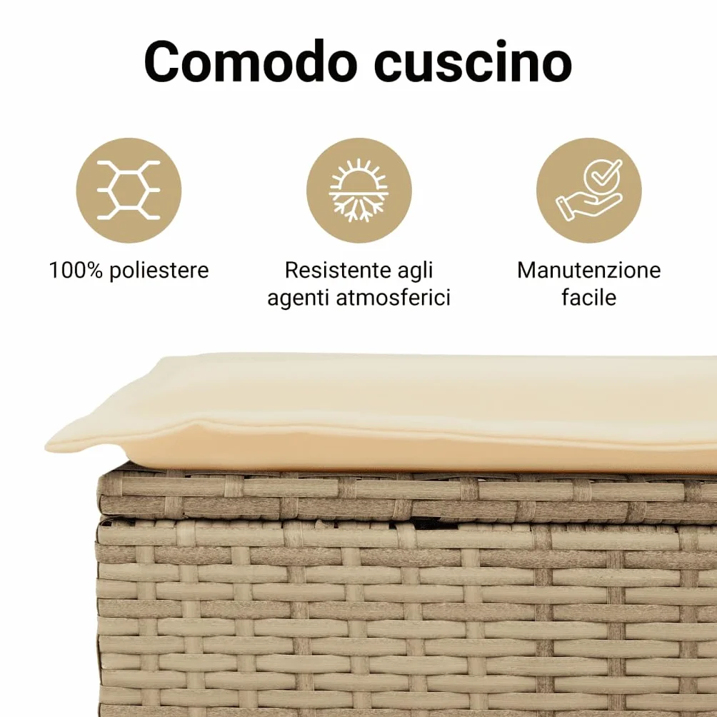 vidaXL Divano da Giardino con Cuscini a 2 Posti Beige in Polyrattan