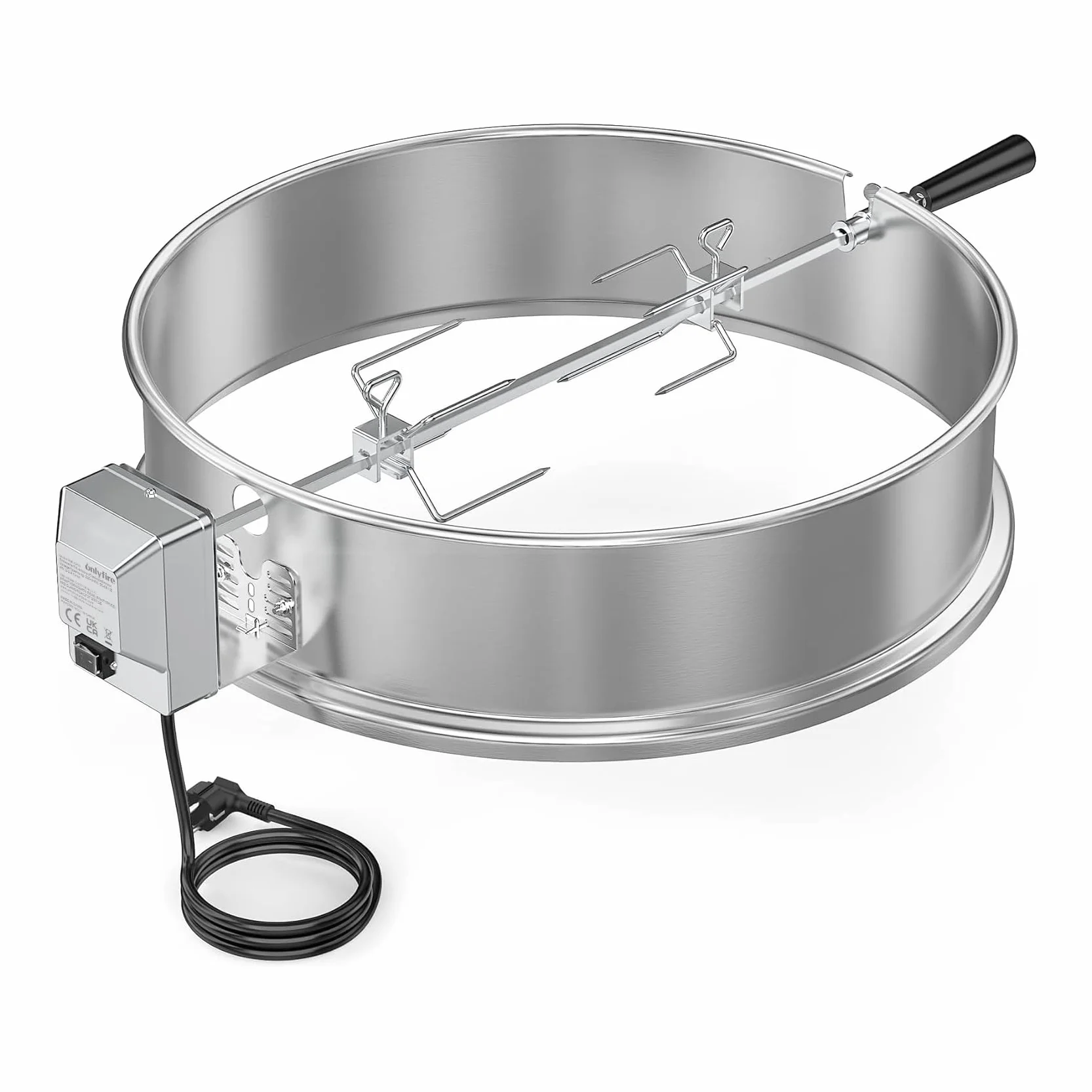 onlyfire Carbone bollitore Grill Acciaio Inossidabile girarrosto Arrostire Kit Anello con spiedo, Motore Elettrico Si inserisce Weber 57 CM bollitore BBQ e Altre Griglie 57cm Kettle