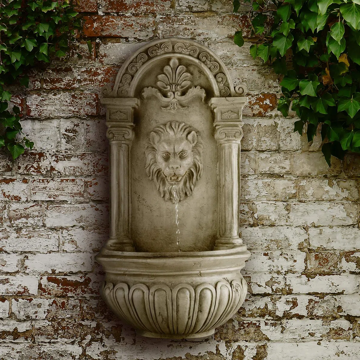 blumfeldt Löwenstein Fontana Decorativa da Giardino A Muro con Pannello Solare (Zampillo d'Acqua, Poliresina Roccia, Illuminazione LED) Finta Roccia
