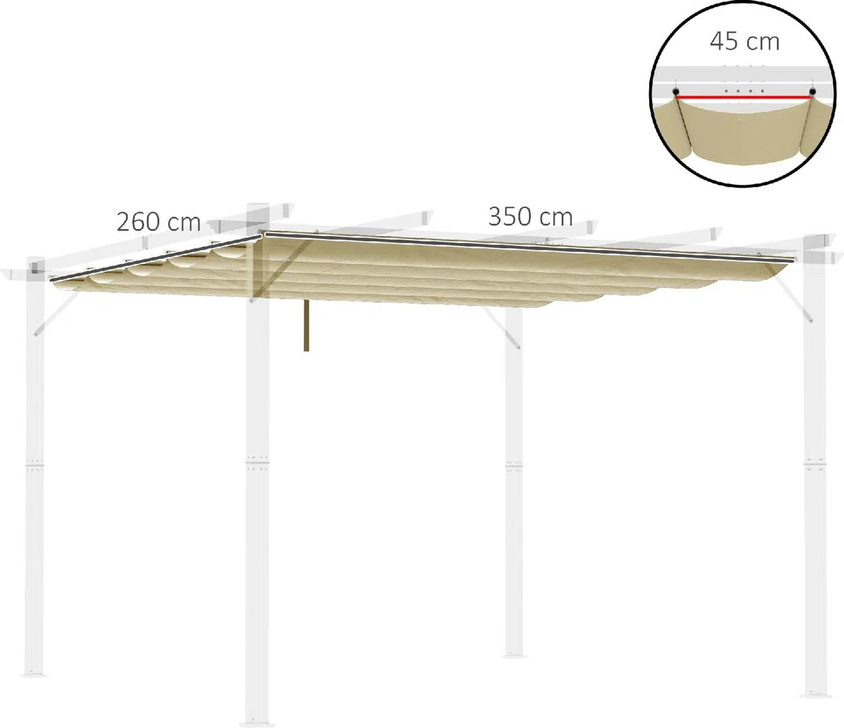 Copertura Gazebo 4x3 m Pergola in Poliestere Traspirante Beige con 10 Fori di Drenaggio