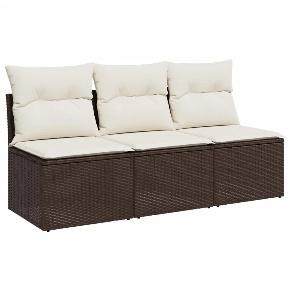 Gecheer Divano da Giardino a 3 Posti, con Cuscini Sfoderabili e Spazio di Conservazione Integrato, 165 x 62 x 69 cm, Rattan PE e Acciaio Verniciato a Polvere, per Esterno e Terrazza