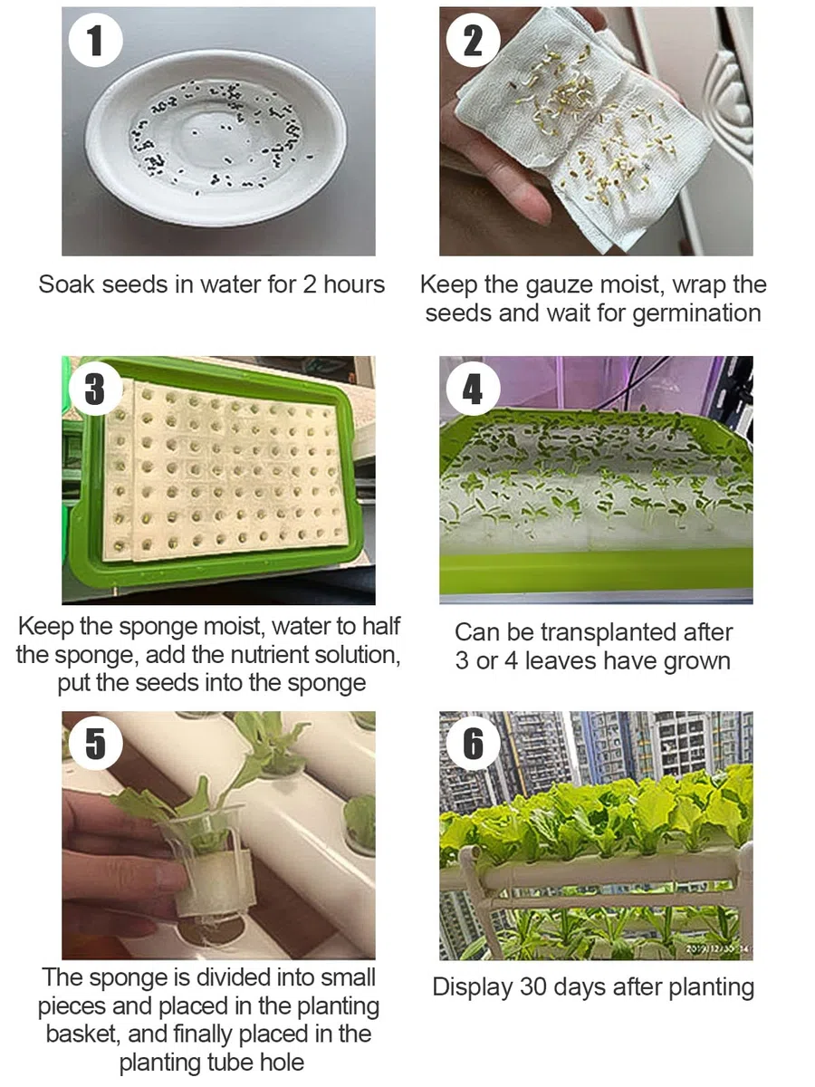 Kalolary Coltivazione Idroponica, Sito Idroponico Grow Kit 108 Siti 12 Tubi Coltivazione Idroponica Sistema di Coltivazione Idroponica Senza Suolo Kit per Il Giardino di Casa