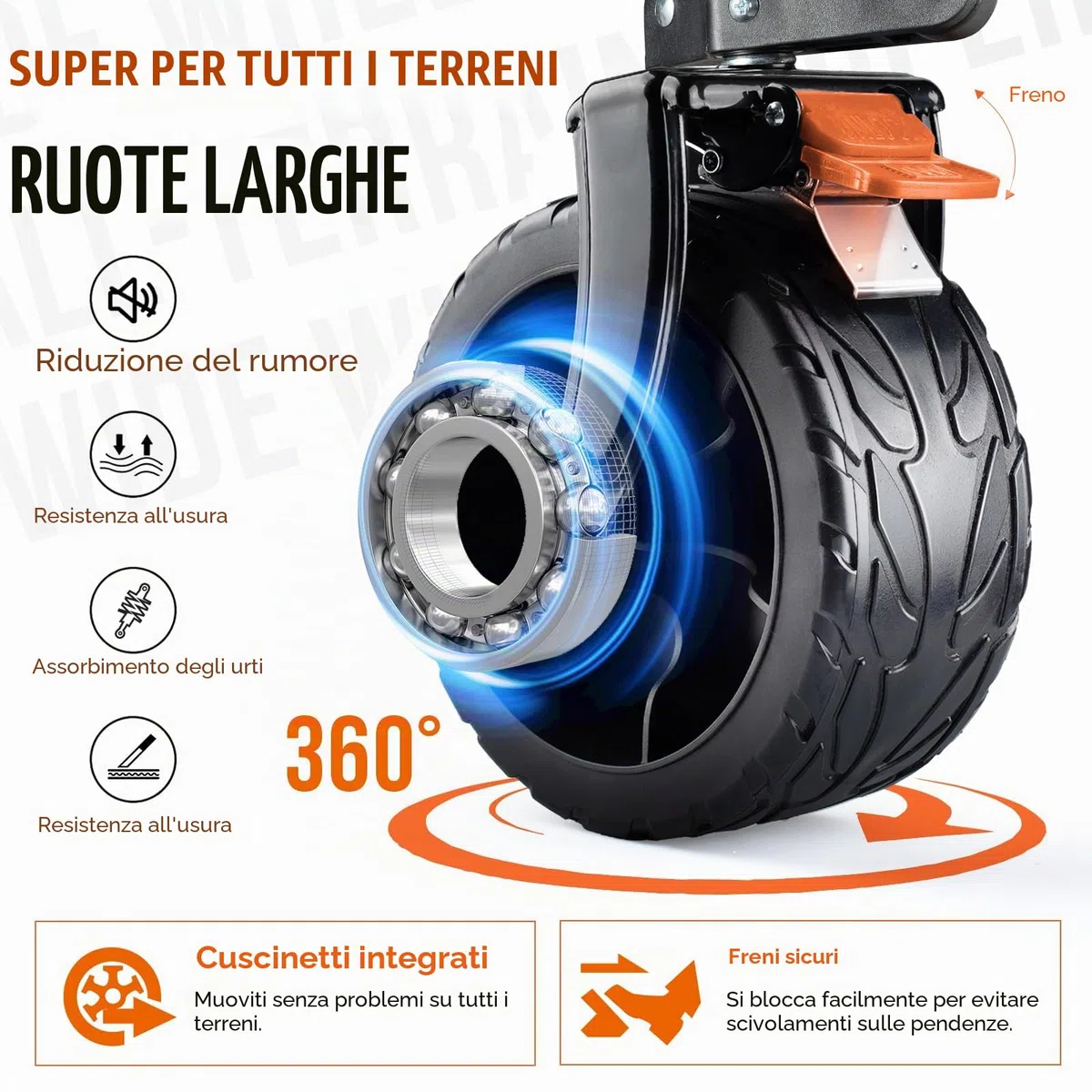 Overmont Carrello Spiaggia Pieghevole - 114CM Carrello da Giardino Pieghevole Esteso con Freni - 300L 200kg Carrelli da Trasporto con Ruote Grandi Tutti i Terreni - Ideale per Campeggio Shopping Sport