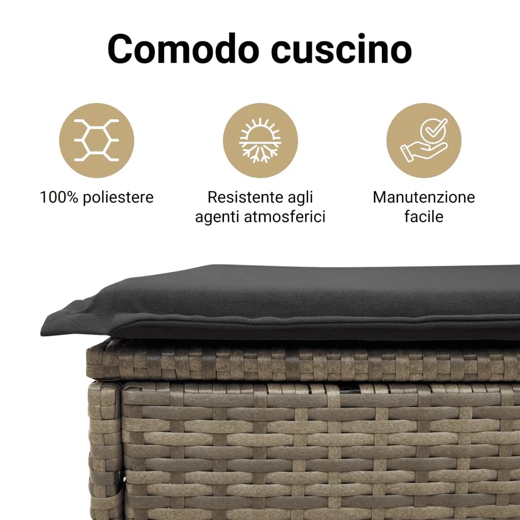vidaXL Set Divani da Giardino 3 pz con Cuscini Grigio in Polyrattan