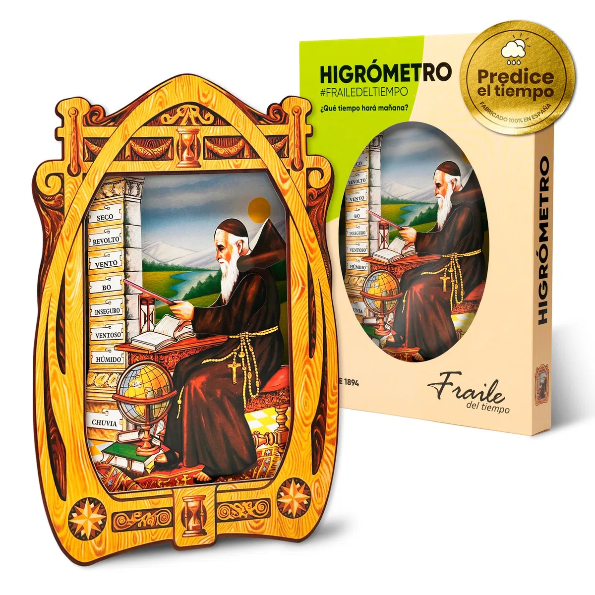 Igrometro Fraile del Tempo - Igrometro di Cabello Monaco del Tempo, indicatore tradizionale del clima e umidità, prodotto in Spagna
