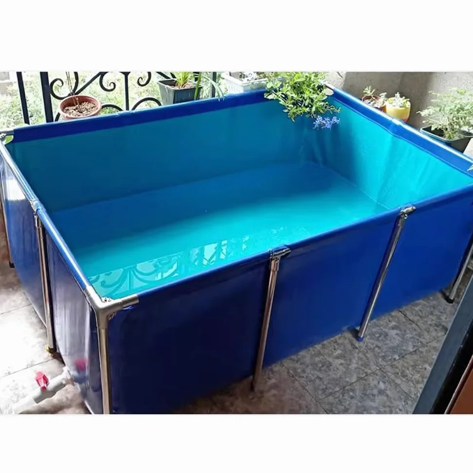 Rygcrud Acquario Piscina Laghetto, Laghetto Koi Fuori Terra, Rivestimenti in Tela di PVC con Telaio in Acciaio, Vasca di Contenimento per Pesci per L'allevamento di Tartarughe(120x80x71cm)