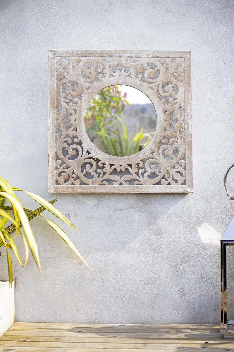 Specchio effetto pietra quadrata