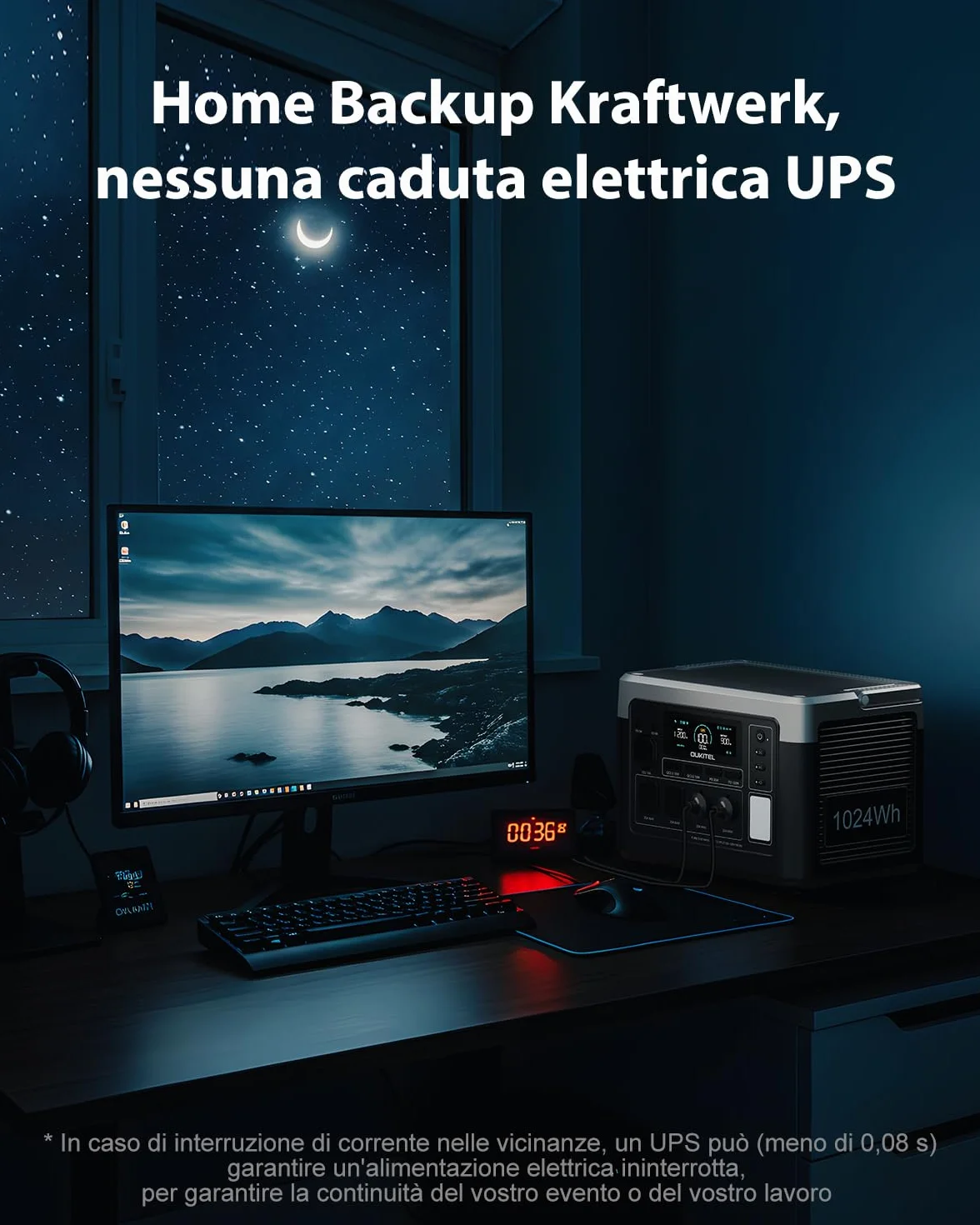 OUKITEL P1000 Plus Stazione Elettrica Portatile 1800W (3600W di Picco), Batteria 1024Wh LiFePO4 Generatore Solare, App Controllato, Di Alimentazione per Campeggio, Camper e Domestico