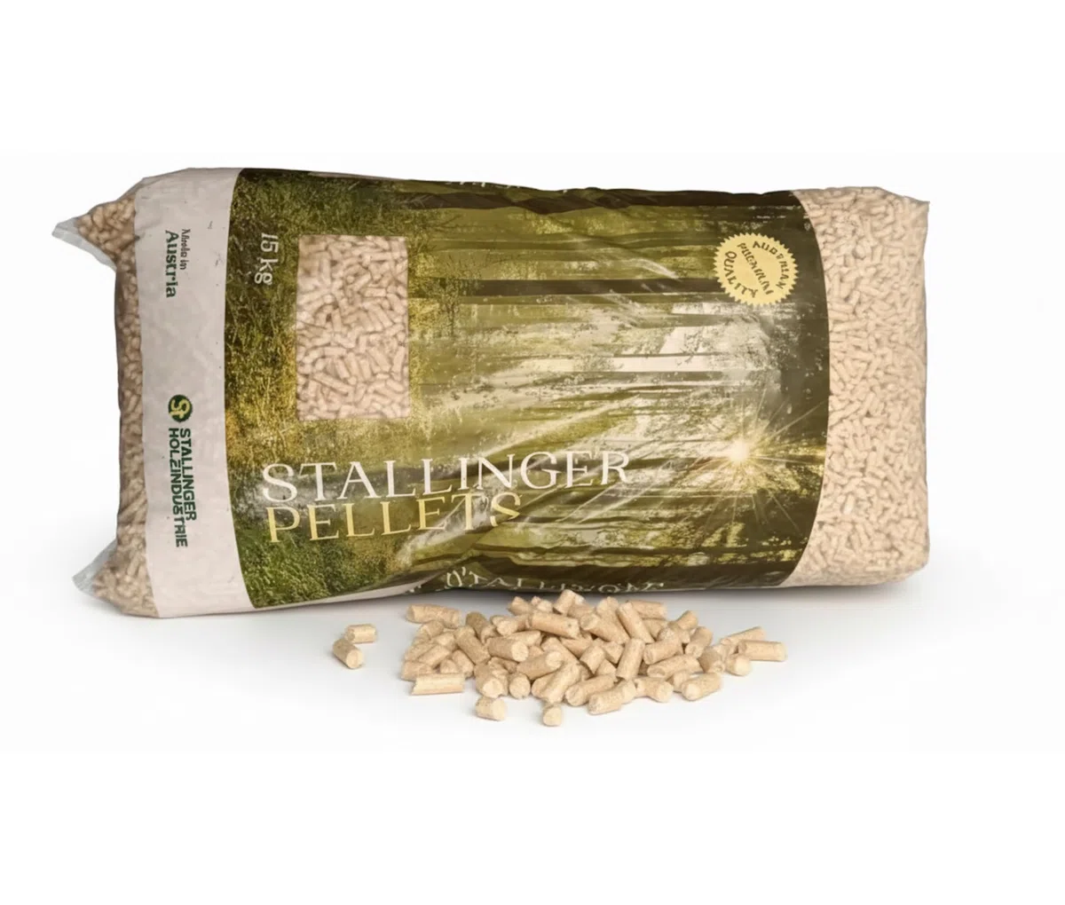 Pellet in Sacco 3x15kg - Pellet di Legno Naturale Qualità Premium Austriaca, Alto Potere Calorifico e Basso Residuo di Ceneri, Ideale per Stufe e Caldaie a Pellet (45kg)