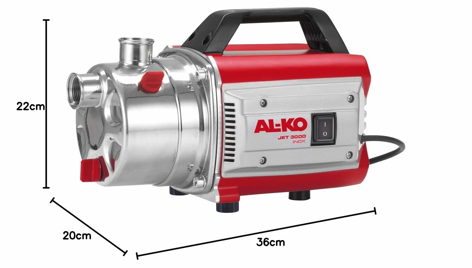 AL-KO Jet 3000 Inox Classic - Pompa da giardino - potenza motore 650 Watt, portata max. 3100 l/h, altezza massima di mandata, prevalenza 35 m, aspirazione da 8 metri