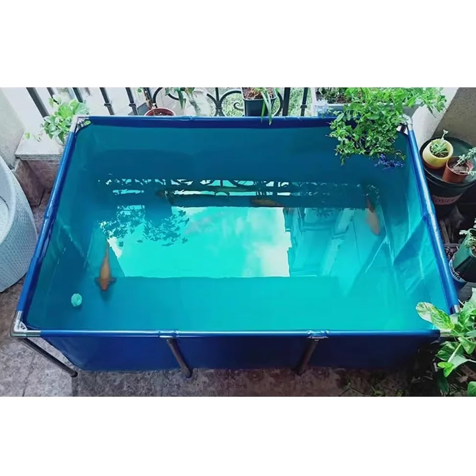 Rygcrud Acquario Piscina Laghetto, Laghetto Koi Fuori Terra, Rivestimenti in Tela di PVC con Telaio in Acciaio, Vasca di Contenimento per Pesci per L'allevamento di Tartarughe(120x80x71cm)