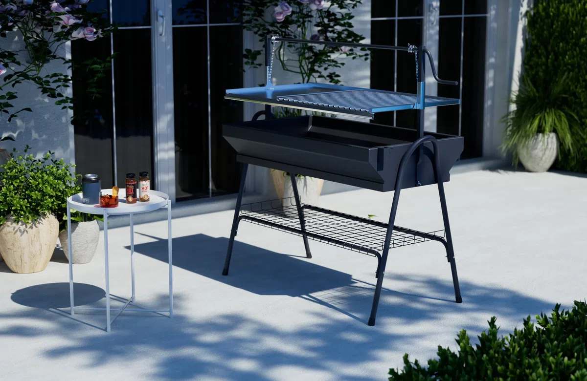 Imex El Zorro 71764 - Barbecue con griglia e Sollevatore, Nero, 80 x 50 x 115 cm