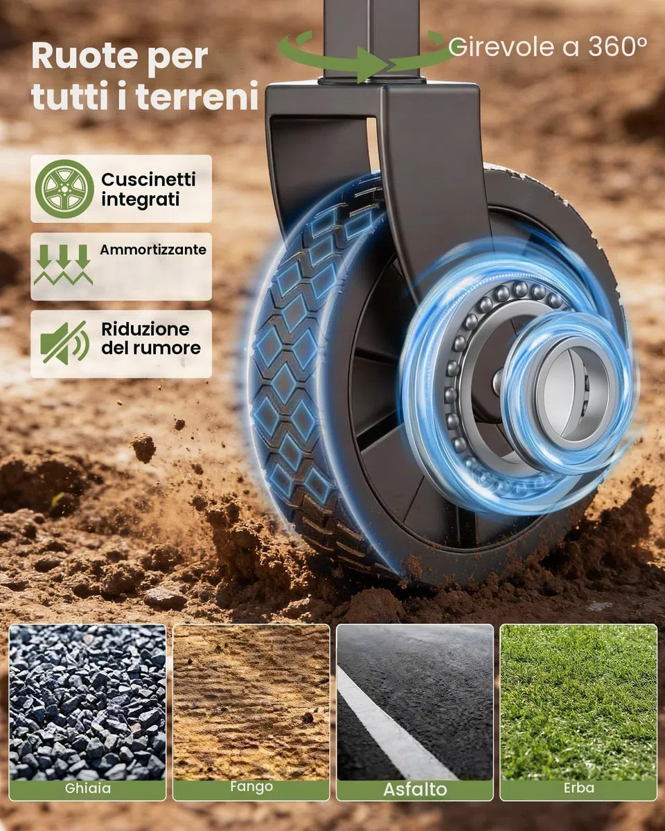 AMADA HOMEFURNISHING Carrello pieghevole, con carico massimo di 163 kg e stoccaggio espandibile, carrello pieghevole da 90L con 2 supporte tazze per all'aperto, alimentari, giardino e campeggio