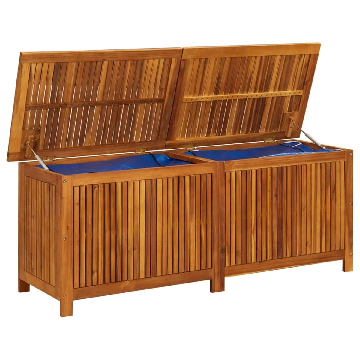 Contenitore da Giardino, Porta Cuscini Esterno con Alzate a Gas, 150x50x58 cm, Legno Massello di Acacia, per Esterno e Interno