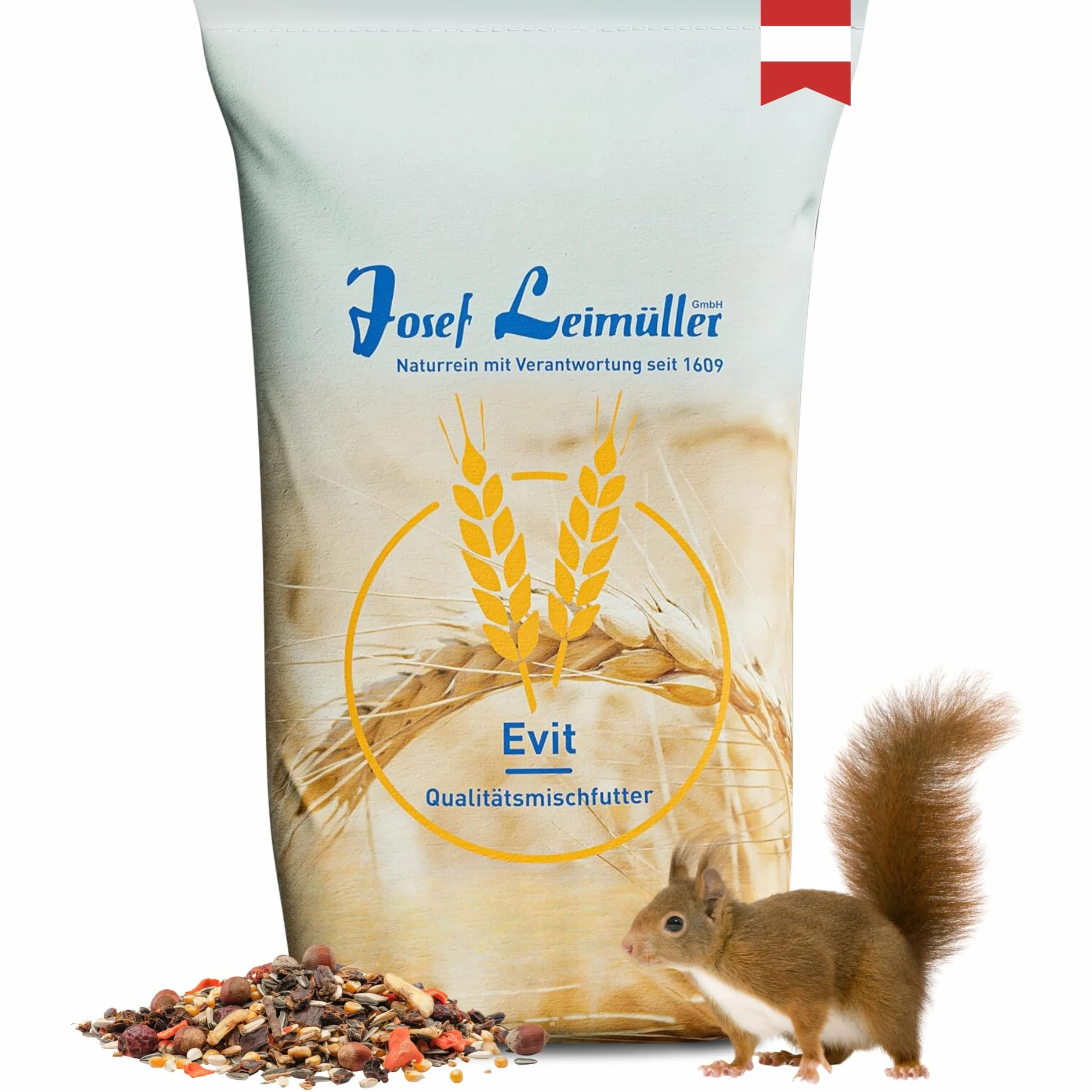 Leimüller Mangime Premium scoiattoli 5kg - Noci, Cereali & camole - Nutriente & naturale per scoiattoli e tamie - Qualità Austriaca dal 1609