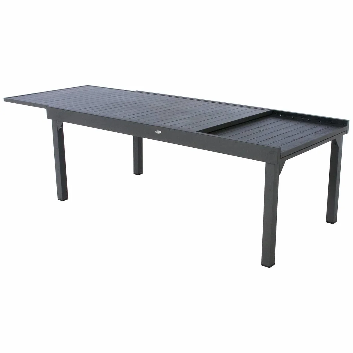 Hespéride - Tavolo da giardino allungabile Piazza, grigio grafite - 12 posti - Alluminio antiruggine - Mobili da esterno con estensione scorrevole