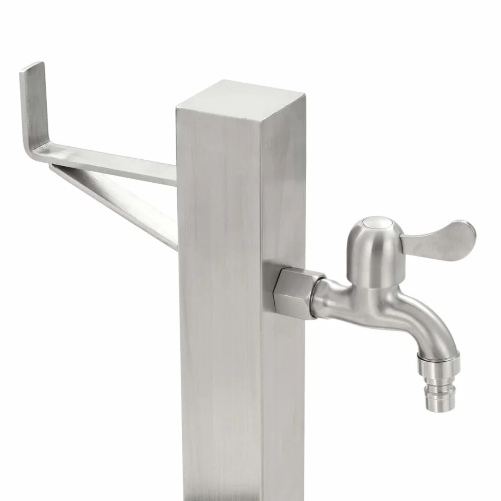 vidaXL Fontanella a Colonna Acciaio Inox 65 cm Quadrata Irrigazione Giardino