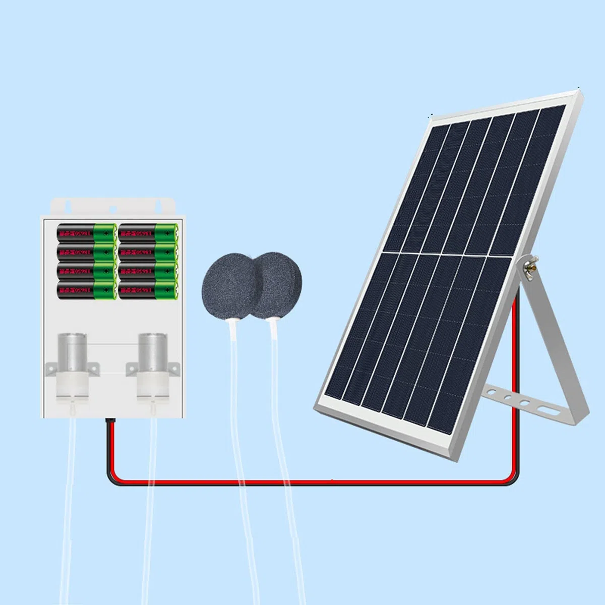 Pompa Aria Ad Energia Solare, Ossigenatore Solare Rumore Basso con Due Airstones e Doppie Pompe, Aeratore Acquario Solare per Uso Esterno, Batteria al Litio da 8800/17600Mah(Size:17600mah)