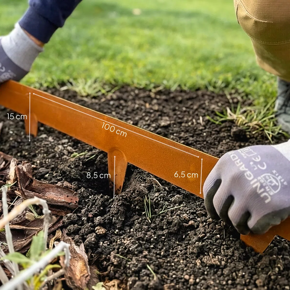 UNIGARDIA Bordura Corten per Giardino in Metallo per Prato 15 m - Bordatura Aiuole Giardino Alta 150 mm - Bordure per Aiuole Flessibile, Corten