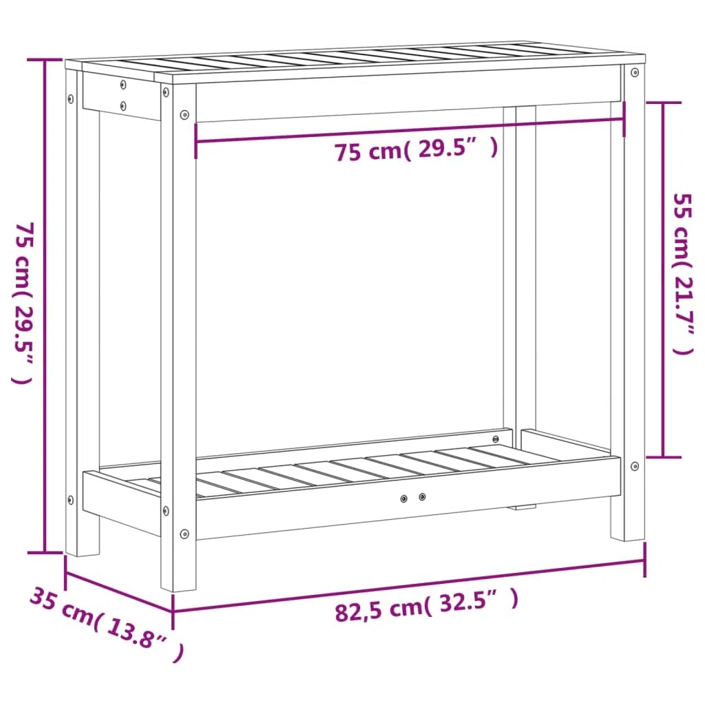 Gecheer Tavolo Invaso con Ripiano,Tavolo da Lavoro per Giardino,Tavolo per Piante in Legno,Banco da Lavoro da Giardino,Tavolo da Esterno,Mobili da Giardino Marrone Cera 82,5x35x75 Massello Pino