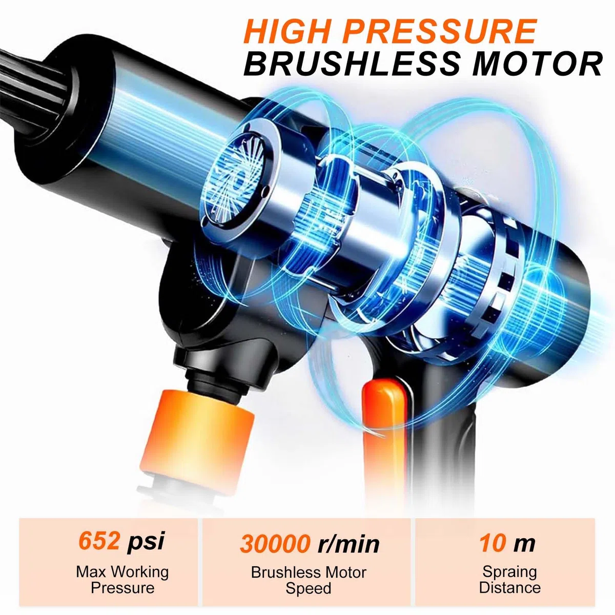 TOPALL Idropulitrice a Batteria,Pistola Idropulitrice Portatile,High Pressure Cleaner,Max da 45 Bar,con 2 * 4000mAH Batterie | Tubo da 8.5M | 6 in 1 Ugello | Rotante Ugello,per Auto,Giardino