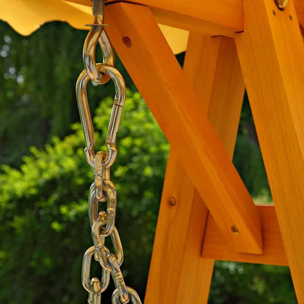 Panca a dondolo stile Hollywood, da giardino, in legno, con tettino incluso – Colore beige