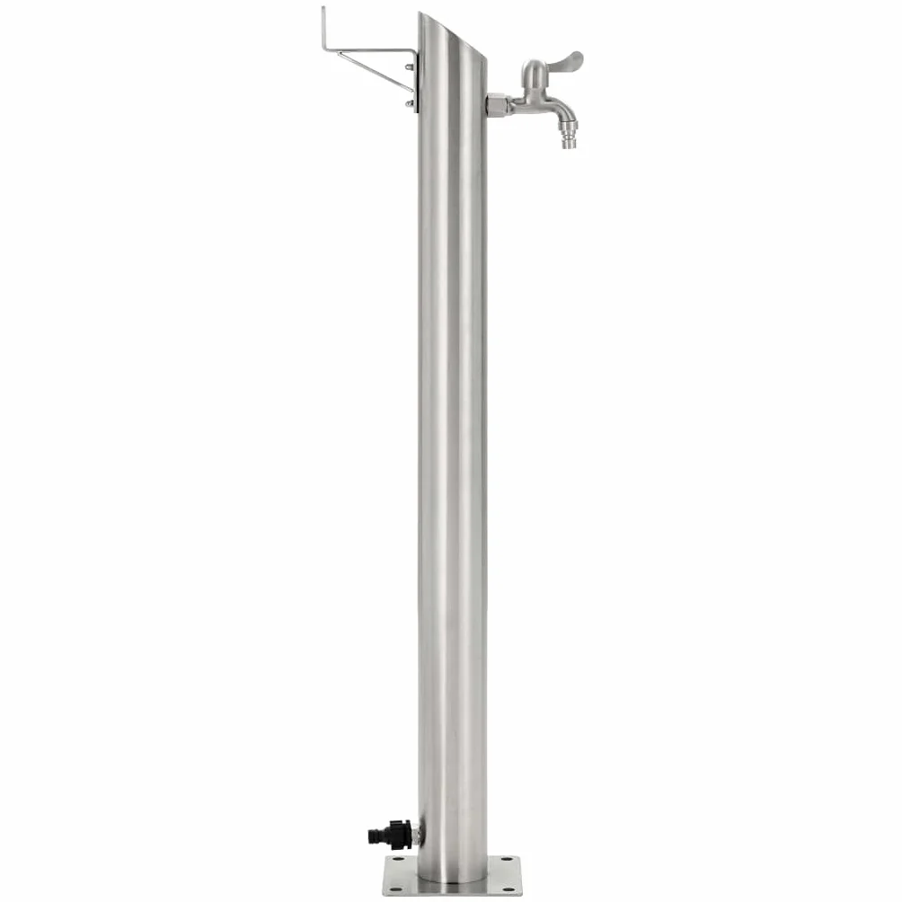 Generico Fontanella a Colonna in Acciaio Inossidabile Rotonda 95 cm,Casa e Giardino,Prato e Giardino,Impianti di irrigazione,Argento,3.79 kg,45456