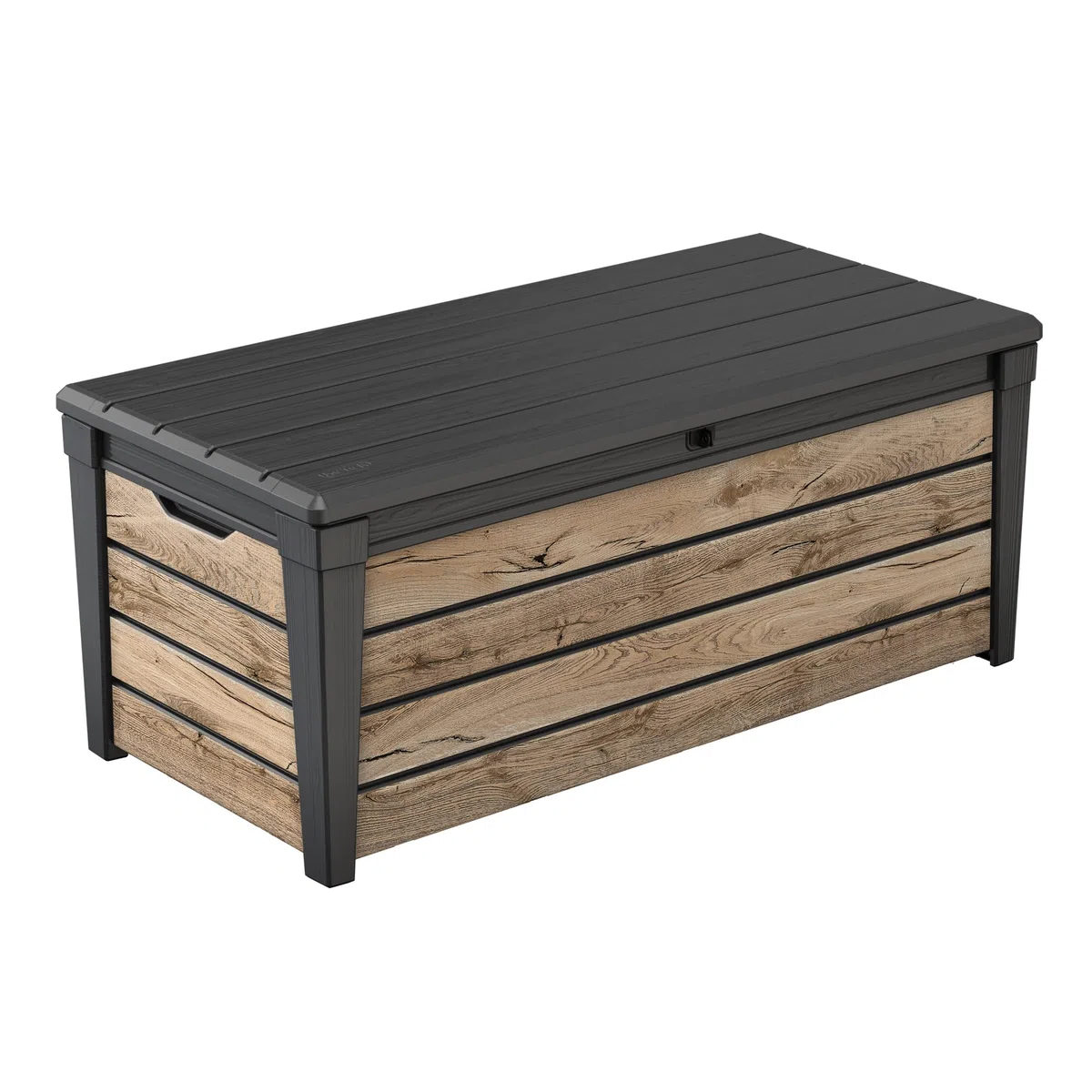 Koll Living Brightwood Scatola da giardino in legno di pino 454 litri coperchio con molle a gas portata 300 kg resistente alle intemperie impermeabile UV