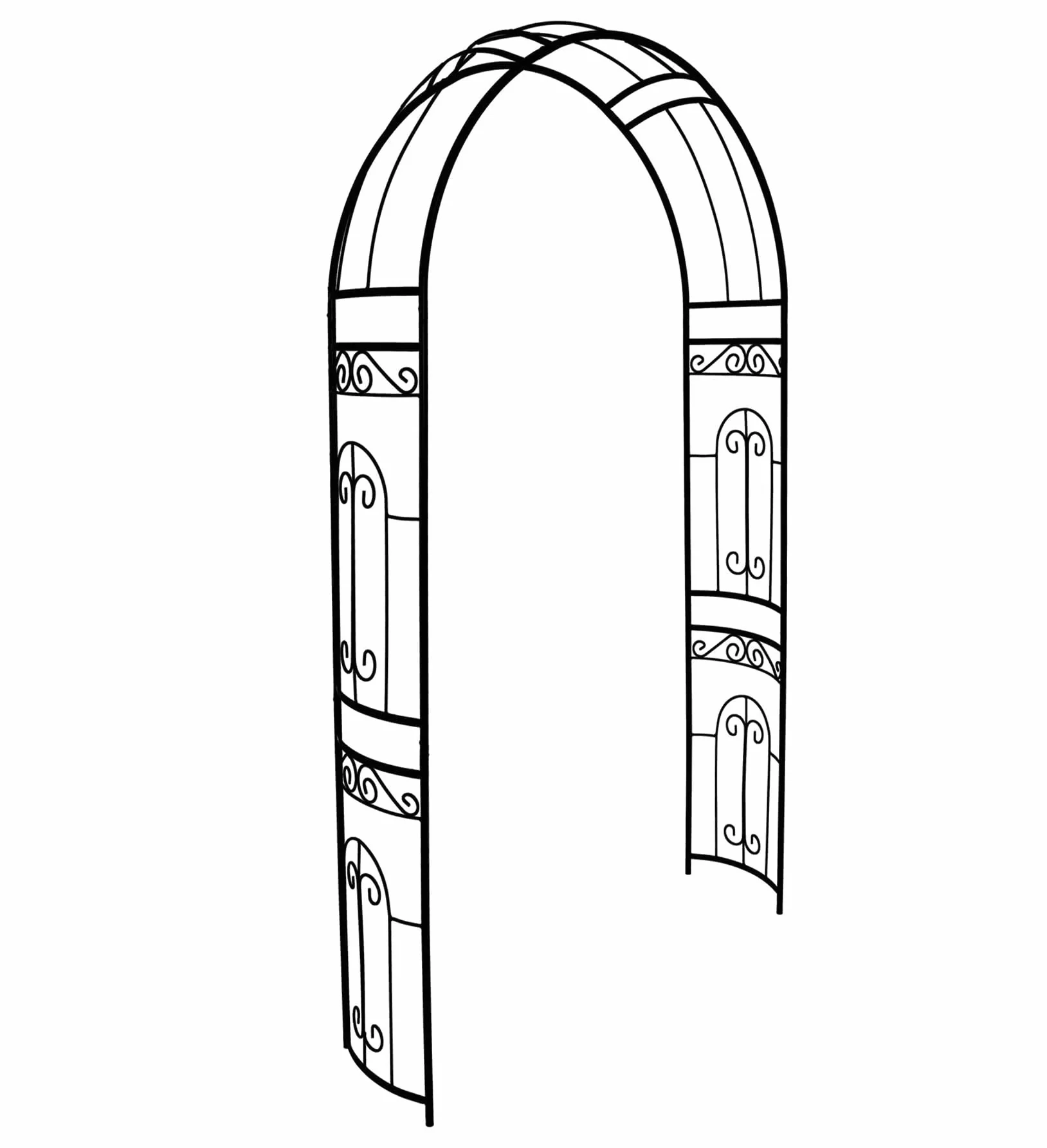 GARDEN Arco per Rose Rampicanti, Decorazione Giardino, in Metallo, Resistente, 220 x 114 x 36 cm, Design Romantico, Nero