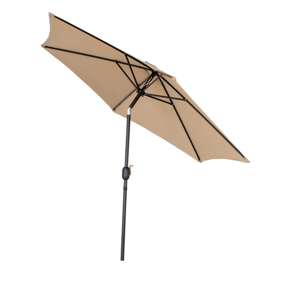 Ombrellone da Giardino 270 cm Beige – GARDENIA Moon Round, Palo in Acciaio Antracite, Inclinabile, Antivento, con Manovella, per Terrazzo, Spiaggia, Giardino, Balcone