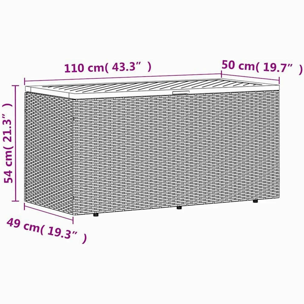 vidaXL Contenitore da Giardino Beige 110x50x54 cm Polyrattan e Acacia