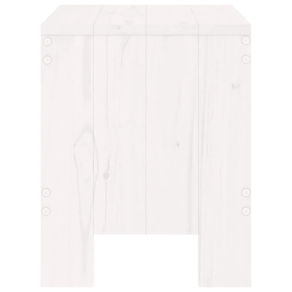 Sgabello da giardino, 2 pezzi, bianco, 40 x 36 x 45 cm, in legno massello di pino, rustico per terrazza e balcone, sgabello per esterni senza schienale con poggiapiedi, portata fino a 110 kg