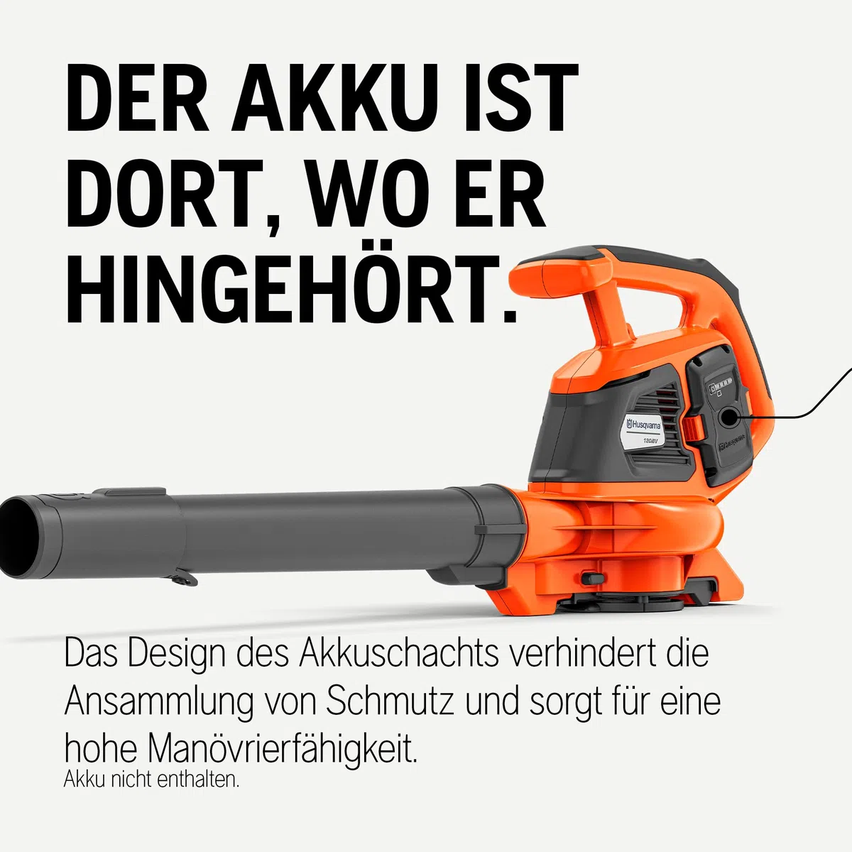 Husqvarna 120iBV - Soffiatore a batteria senza fili, 36 V, batteria e caricabatterie, 10 N, potenza di soffiaggio regolabile, senza spazzole, silenzioso e leggero, per la cura del giardino