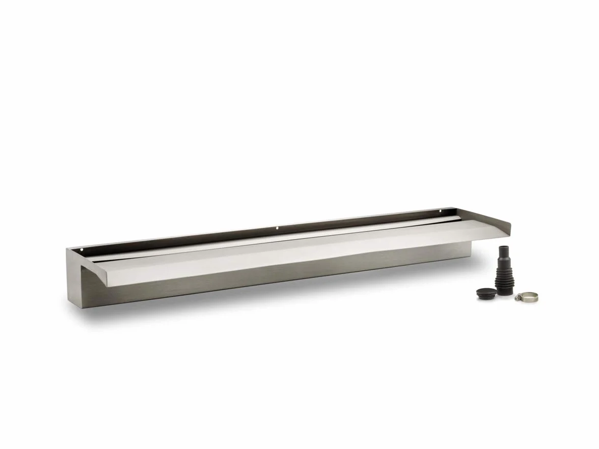Oase 70773 Waterfall XL 90 – Cascata in 90 cm di Larghezza | Effetto Acciaio Inossidabile | per Giochi d'Acqua in Giardino ed Esterni | per Montaggio su pareti e pareti | per Stagno, Piscina, fontane
