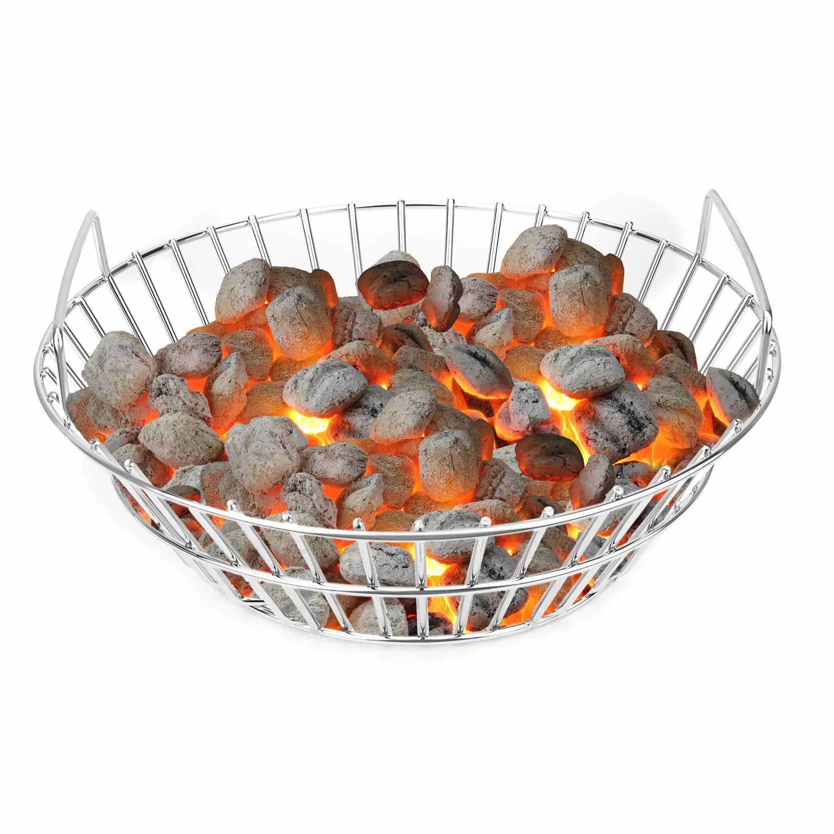 Onlyfire Cestini per Carbonella Cesto in Frassino Carboncino in Acciaio Inossidabile, per BGE Grande, Kamado Joe Classic