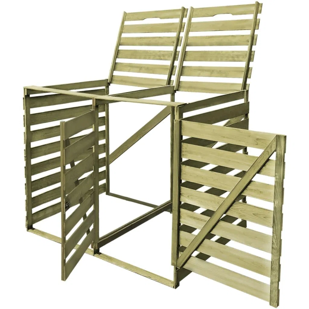 vidaXL Copribidoni 240 L 2 Bidoni Spazzatura Pattumiera da Giardino Legno Pino