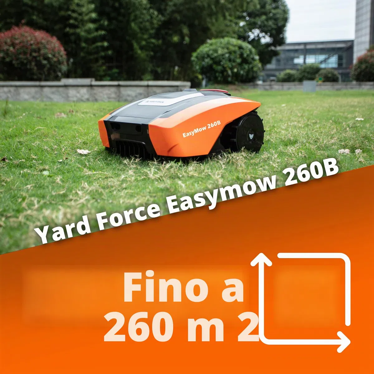 YARD FORCE EasyMow 260B Robot tosaerba fino a 260 mq, robot tosaerba a guida autonoma, facile da usare, controllo Bluetooth e app, fino a pendenze 30%, batteria agli ioni di litio da 20 V/2,0 Ah